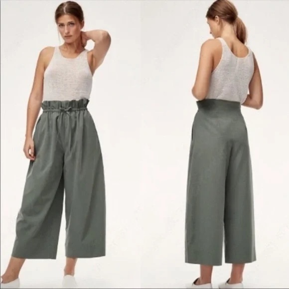 Aritzia The Group Babaton Kerri Pant-Paperbag Waist Wide Leg Cropped Pan… - Picture 3 of 13
